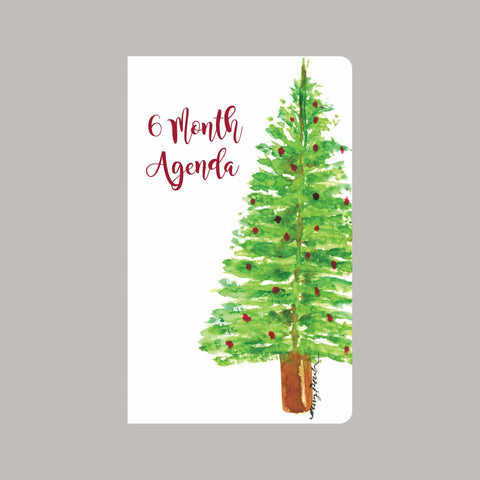 Christmas Tree In Watercolor 6 Month Agenda