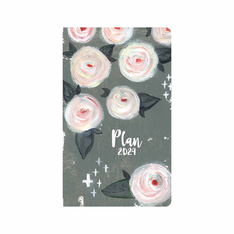 Grey Floral 12 Month Calendar Plan Book