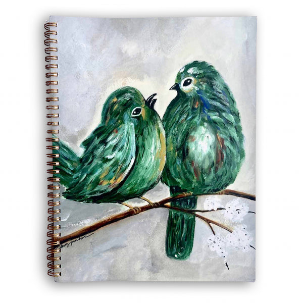 Teal Love Birds - Spiral Notebook