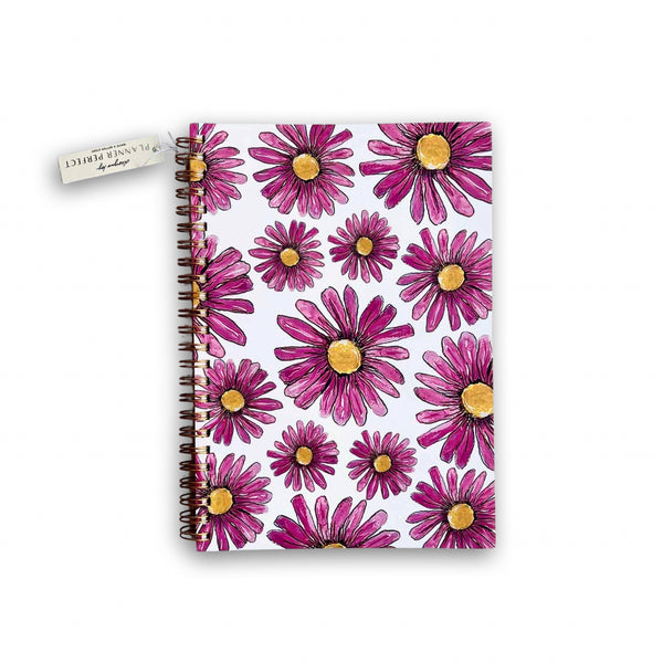 Pink Sunflower Frenzy - A5 Spiral Notebook