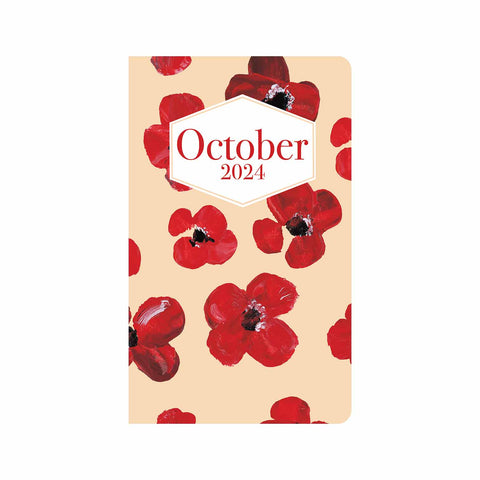 Red Poppies in Acrylic on Beige Monthly Planner