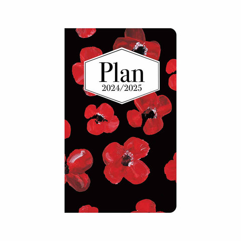 Red Poppies in Acrylic on Black 12 month Planner