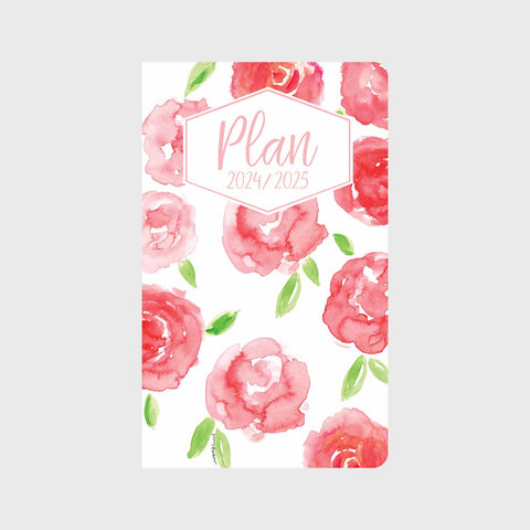 Red Roses in Watercolor 12 month Planner