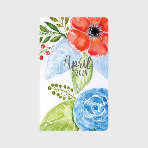 Red & Blue Floral in Watercolor Monthly Planner