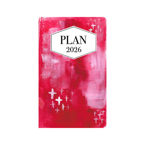 Red & White Abstract Art 12 Month Planner