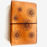 The Adele Everyday Organized Daisy Bouquet Engraved Leather Traveler's Notebook