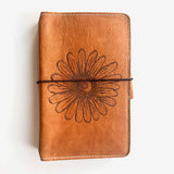 The Adele Everyday Organized Daisy Engraved Leather Traveler's Notebook