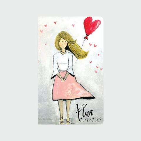 Lovely Lady w/ Heart Balloon 12 month Planner
