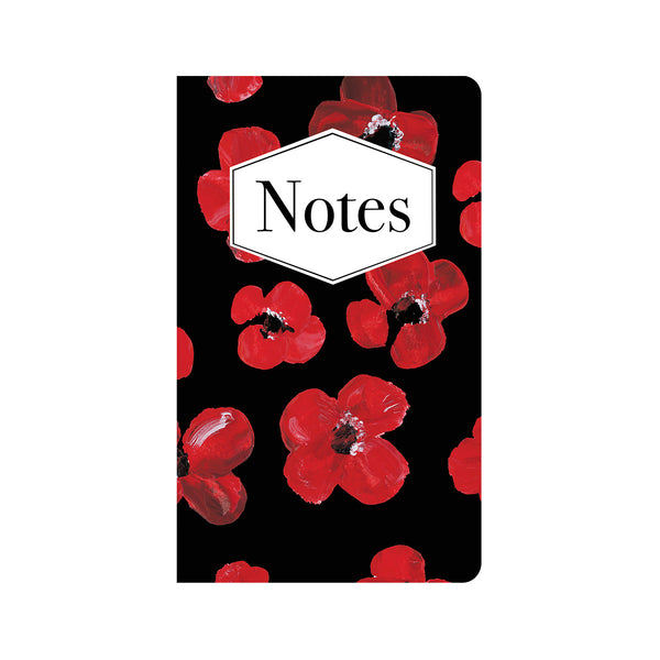 Red Poppies in Acrylic on Black Journal