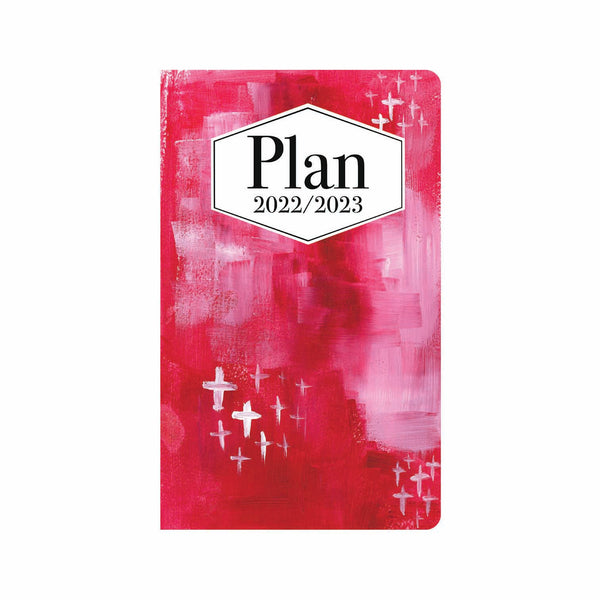 Red & White Abstract Art 12 Month Planner